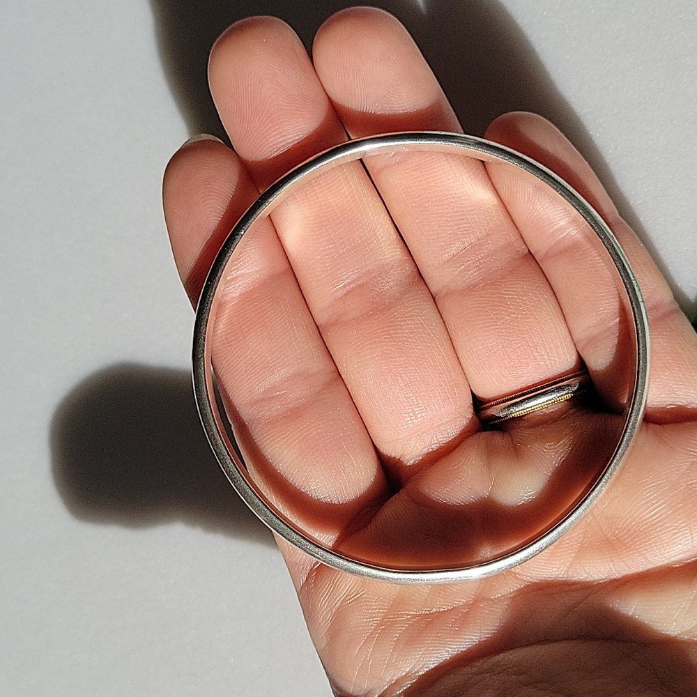 Heavy Solid Polished Sterling Silver Bangle - image 1